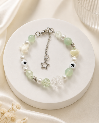 Vòng Tay Handmade Đá Phối Charm Bạc Paris